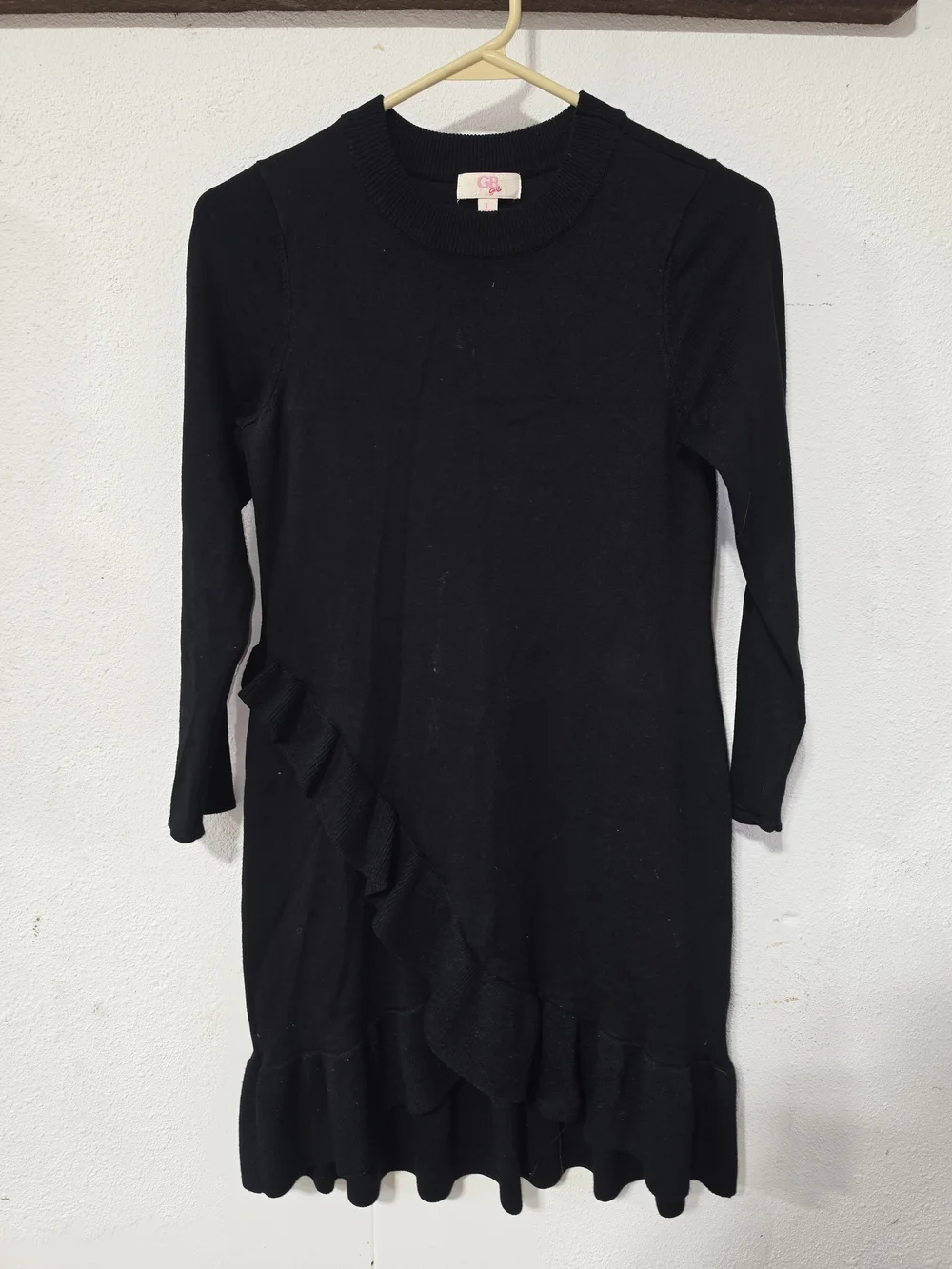 Girls Black Ruffle Knit Dress - Gianni Bini